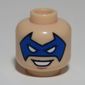 Minifig Head Trickster, Blue Eyemask Pointed, Open Smile Print [Hollow Stud]