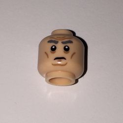 Minifig Head First Order General, Dark Gray Bushy Eyebrows above Sunken Eyes, Cheek, Chin, and Forehead Lines Print