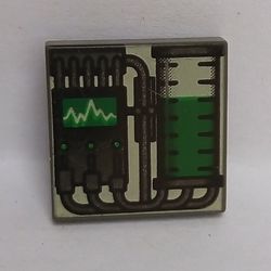 Tile 2 x 2 with Graduated Cylinder and Graph, Green Print
