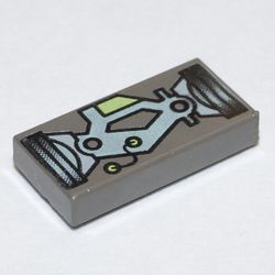 Tile 1 x 2 with LoM Gray Mechanical Print