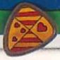 Duplo Shield, Flat Triangle with Red Stripes and Hearts Print