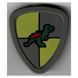 Duplo Shield, Flat Triangle with Yellow and Gray and Dinosaur Print