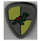 Duplo Shield, Flat Triangle with Yellow and Gray and Dinosaur Print