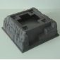 Baseplate Raised 16 x 16 No Studs with Cross Opening and 4 Holes with Marbled Red, Light Bluish Gray, and Black Pattern