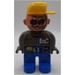 Duplo Figure, Early, Cap Yellow, Blue Legs, ID Badge with Belt, Sunglasses Print (Action Wheeler)