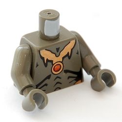 Torso Geonosian Bare Chest with Necklace Print, Dark Gray Arms and Hands