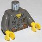Torso Shirt with Two Pockets, Two Guns in Belt Print, Dark Gray Arms, Yellow Hands
