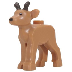 LEGO part 14662pr0001 Animal, Reindeer Baby with Dark Brown Antlers print in Medium Nougat