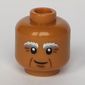 Minifig Head Vitruvius, Bushy White and Gray Eyebrows, Crow's Feet and Crooked Smile Print [Hollow Stud]