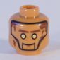 Minifig Head Zane (Echo), Silver Eyes, Brown Eyebrows, Gold Circle Print [Hollow Stud]