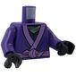 Torso Robe with Medium Lavender Trim and Animal Drawing Pinned to Back Print, Dark Purple Arms, Black Hands