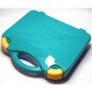 Storage Case, with Rounded Corners, Dark Turquoise Lid, Bright Light Orange Latches