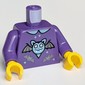 Torso Shirt, Silver Bats and Stars Print, Dark Purple Arms, Yellow Hands