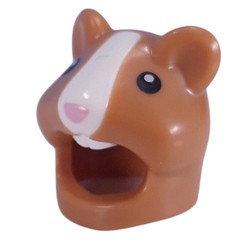 LEGO part 109769pr0001 Costume / Mask Hamster with White Strip, Bright Pink Nose, Black Eyes print in Medium Nougat