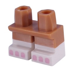 LEGO part 16709pat27pr0001 Leg Short with White Feet Pattern with Bright Pink Toes/Claws print in Medium Nougat