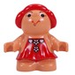 Duplo Figure Little Forest Friend Female, Red Dress with Two White Flower Buttons Print (Lolly Strawberry)