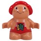 Duplo Figure Little Forest Friend, Male, Red Overalls with Green and Yellow Leaf Print (Baby Jelly Strawberry)