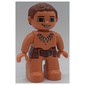 Duplo Figure with Parted Wavy Hair Reddish Brown, Nougat Legs, Reddish Brown Hips, Tooth Necklace Print (Caveman)