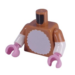 LEGO part 973g23c27h43pr0001 Torso, Dual Molded Arms, White Fur Chest, Tail print, with Medium Nougat Sleeves Pattern, White Arms, Bright Pink Hands in Medium Nougat