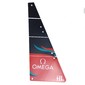 Sail, Triangular, Black with 'OMEGA', 37th America's Cup Barcelona Logo and Red and Dark Turquoise Waves Print