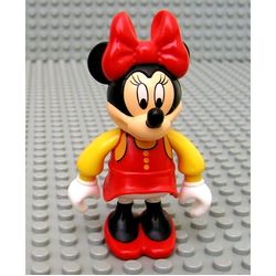 Minnie Mouse Figure with Red Dress, Yellow Sleeves, and Red Shoes