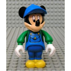 Mickey Mouse Figure with Blue Overalls, Green Sleeves, Blue Cap