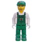 Juniors Midifig, Station Mechanic with Green Overalls, Cap with 'Octan' Logo
