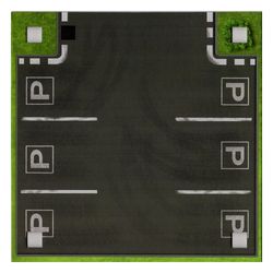 Baseplate with 4 Square Corner Holes and Parking Site / Straight Road with Emergency Lane Print
