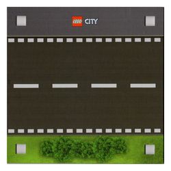 Baseplate with 4 Square Corner Holes and Road Straight with Grass / Road Straight with Dust (Dirt) Marks Print