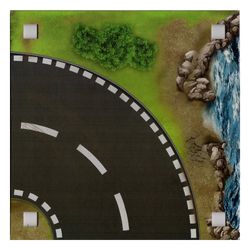 Baseplate with 4 Square Corner Holes and Curved Road / Dirt Track (Sand Circuit) Print