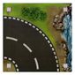 Baseplate with 4 Square Corner Holes and Curved Road / Dirt Track (Sand Circuit) Print