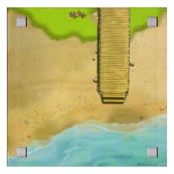 Baseplate with 4 Square Corner Holes and Parking Space / Beach with Landing Stage Print