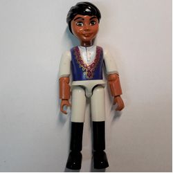 Belville Figure Articulated Elbows, Child, Male, Black Hair, White shorts, Dark Blue Shirt with Ruffles Print (Prince Zephyr)