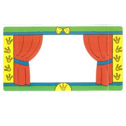 Backdrop for Sets 3615-2 and 9131-1, Theater Curtains, Green Borders / Light Orange