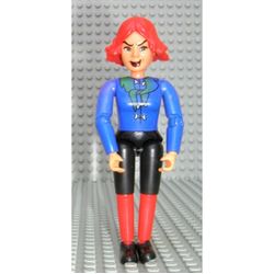 Belville Figure Articulated Elbows, Female, Red Hair, Black Shorts, Blue Shirt with Bones Print (Witch)
