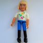 Belville Figure Articulated Elbows, Child, Female, Light Yellow Hair, Blue Legs, Black Boots, White Top with Apples Print