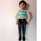 Belville Figure Fixed Elbows, Male, Black Hair, Black Legs, White Arms, Light Lime, Sky Blue, and White Argyle Top