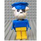 Fabuland Figure Boris Bulldog with White Head, Blue Torso, Arms and Hands, Yellow Legs and Blue Police Hat