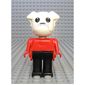 Fabuland Figure Bertie Bulldog with White Head, Red Torso, Arms and Hands, and Black Legs