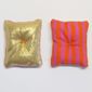Belville, Pillow 6 x 7 Gold with Magenta / Orange Stripes on Reverse