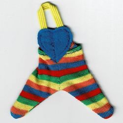 Scala, Baby Overalls, Blue Heart Top and Rainbow Striped Legs