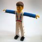 Technic Figure White Legs, White Top with Blue Braces Print, Blue Arms