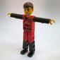 Technic Figure Red/Black Legs, Red Top, Brown Hair [Fireman]