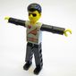 Technic Figure Black Legs, Light Gray Top with 2 Brown Belts, Black Arms
