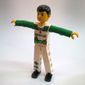 Technic Figure White Legs with Knife (sticker) on Right Leg, White Top with White and Green Torso with Rescue Print, Green Arms [8255]