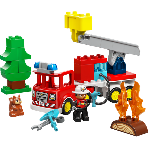 Fire Truck with Hose and Firefighter