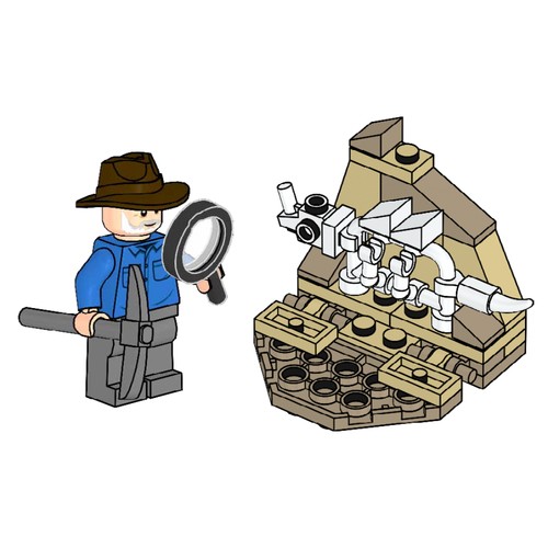 Alan Grant and Dino Skeleton