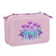 Flowers 3-Layered Pencil Case with Pencils