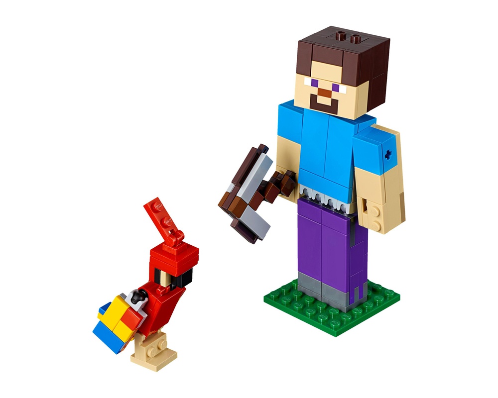 Lego Set 1 Minecraft Steve Bigfig With Parrot 19 Minecraft Rebrickable Build With Lego