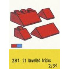 1 x 2 and 3 x 2 Sloping Bricks, Red (set 281-1)